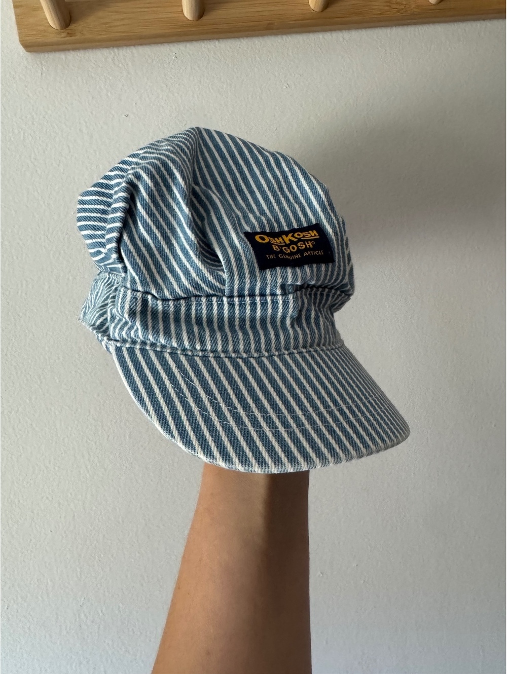 Vintage OshKosh B’Gosh Train Conductor Cap Hat 12-24M Blue Stripe